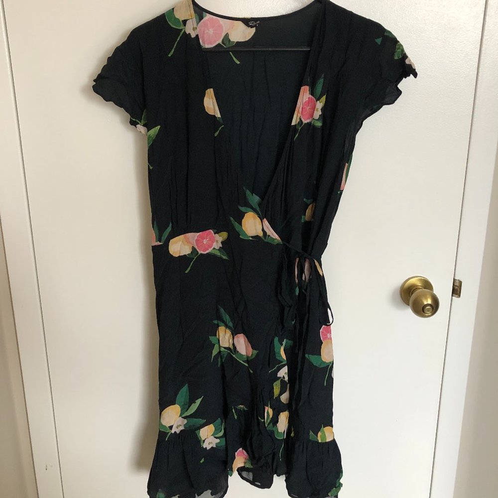 Wrap dress with flutter sleeves